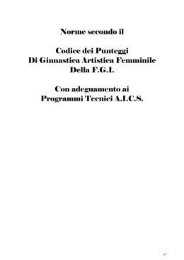 Norme secondo il Codice dei Punteggi Di Ginnastica Artistica