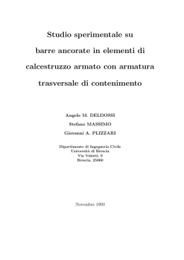 Studio sperimentale su barre ancorate in elementi di calcestruzzo
