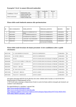 Il progetto VALeS in numeri (Brescia/Lombardia) Elenco delle