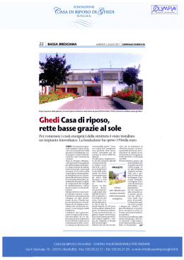 %ASA DI RIPOSO DI &HEDI O.N.L.LI.S. 22 l BASSA BRESCIANA