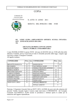 verbale di deliberazione del consiglio comunale