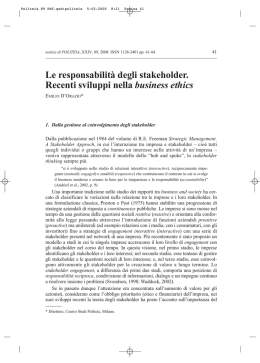 E. D`Orazio, La responsabilità degli stakeholder. Recenti