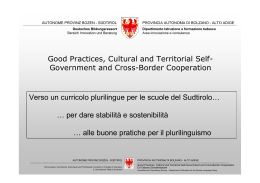 Good Practices, Cultural and Territorial Self