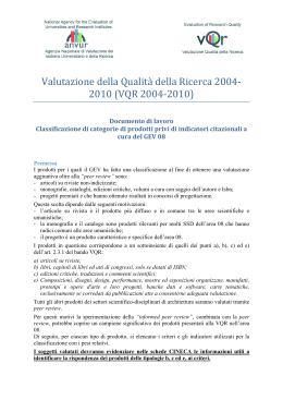 Valutazione della Qualità della Ricerca 2004‐ 2010 (VQR