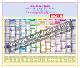 Vorlage Kalendarium 2016