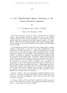 A new Mygalomorph Spider belonging to the Genus