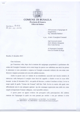 Lettera Sindaco - Busalla Informa