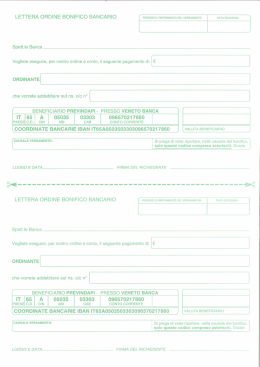 Modulo lettera ordine bonifico bancario