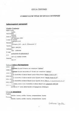 CURRICULUM VITAE DI GIULIA CEN T ONZE