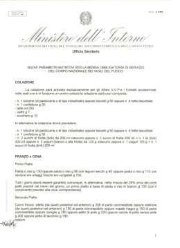 Scheda Parametri Nutrizionali VV.F. - Corpo Nazionale dei Vigili del