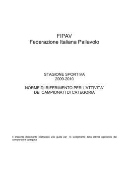 Norme particolari per i campionati minori