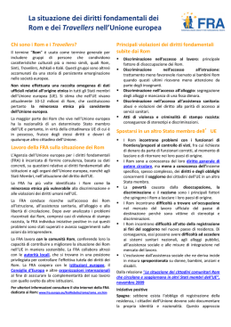La situazione dei diritti fondamentali dei Rom e dei Travellers nell