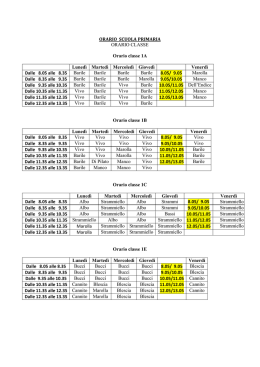 prospetto orario delle classi di Scuola Primaria