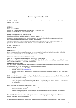 Operazione a premi "Ideal Club 2015&rdquo; Ideal Standard Italia Srl