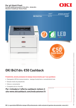OKI B431dn: &euro;50 Cashback Per gli Utenti Finali