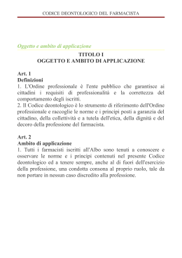 codice deontologico del farmacista - Federazione Ordini Farmacisti