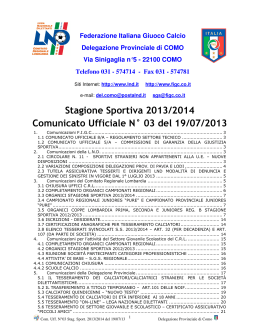 comunicato provinciale Como n. 03 del 19 luglio 2013