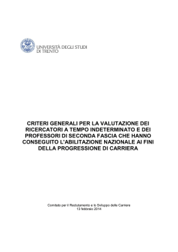 Criteri generali per la valutazione dei ricercatori a tempo