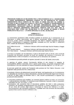 Criteri Generali di valutazione dei candidati