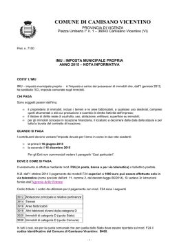 nota informativa - Comune di Camisano Vicentino