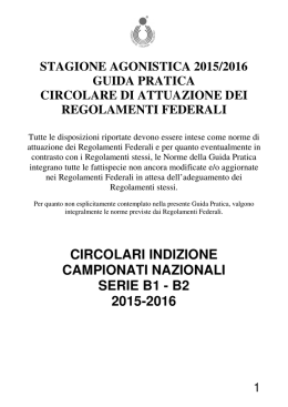 Indizione Campionati Nazionali Serie B1 e B2