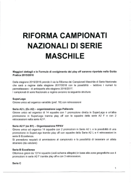 RIFORMA CAMPIONATI NAZIONALI DI SERIE MASCHILE