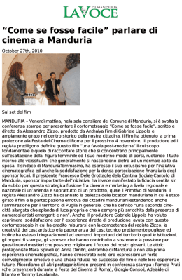 &ldquo;Come se fosse facile&rdquo; parlare di cinema a Manduria