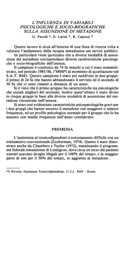 L`influenza di variabili psicologiche e socio