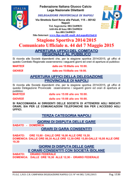 Stagione Sportiva 2014/2015 Comunicato Ufficiale n. 44 del 7