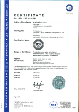 ISO Certified 13485 - AMS Medical Devices srl