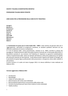 Linee guida per la prevenzione della carie