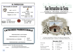 Dal luned&igrave; al venerd&igrave; IN PARROCCHIA Dicembre 2015