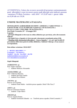 Sistemazioni Alberghiere - Progetto Olimpiadi della Matematica