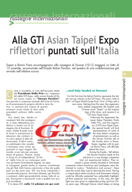 Alla GTI Asian Taipei Expo riflettori puntati sull`Italia
