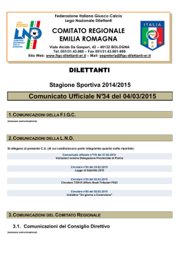 Stagione Sportiva 2014/2015 Comunicato Ufficiale N&deg;34 del 04/03