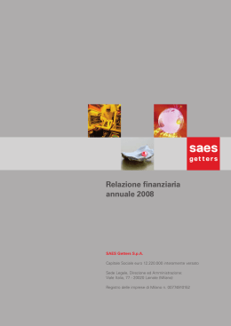 Bilancio 2008 - SAES Getters