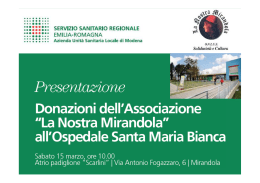 Diapo donazioni La Nostra Mirandola 15-3-2014