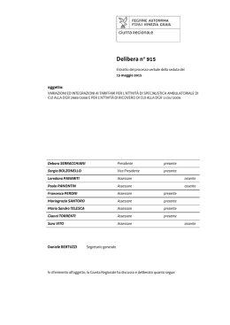 Delibera della Giunta Regionale Friuli Venezia Giulia n.915 del 15