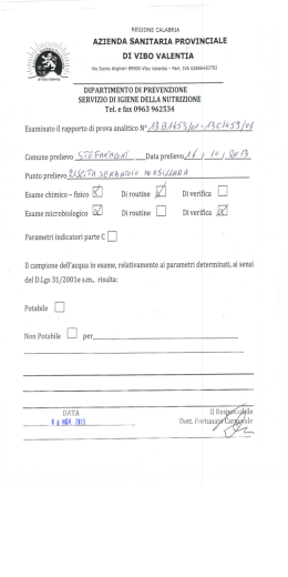 Risultato analisi (uscita serbatoio Morsillara)