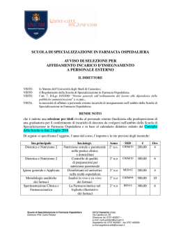 scuola di specializzazione in farmacia ospedaliera avviso di