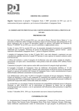 ORDINE DEL GIORNO Oggetto: Opposizione al