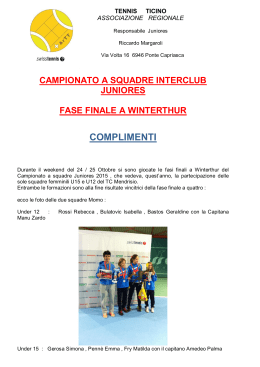 Fase Finale Campionato a squadre Interclub Juniores