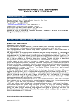 foglio informativo relativo ai servizi di pagamento disciplinati dal d