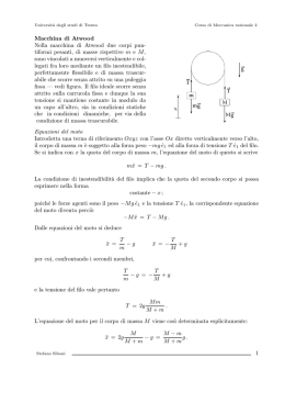 Macchina di Atwood Nella macchina di Atwood due corpi pun