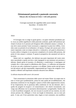 Orientamenti pastorali e pastorale carceraria