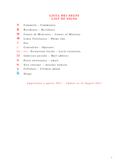 LISTA DEI SEGNI LIST OF SIGNS @