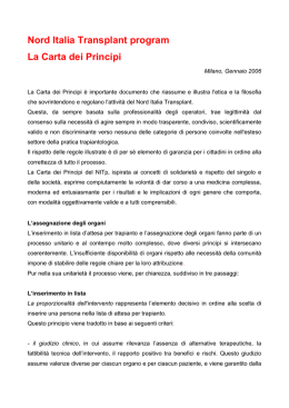 Nord Italia Transplant program La Carta dei Principi