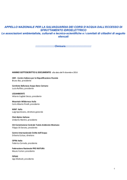 Sottoscrittori n. 124 - Autorit&agrave; di Bacino del fiume Tevere