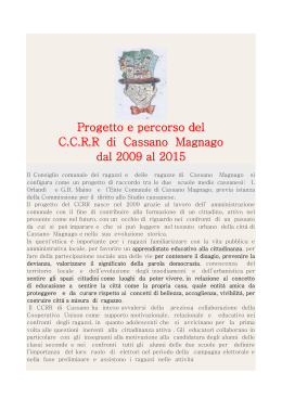 Progetto e percorso del C.C.R.R di Cassano Magnago dal 2009 al