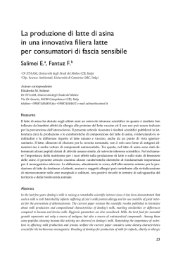 La produzione di latte di asina in una innovativa filiera latte
